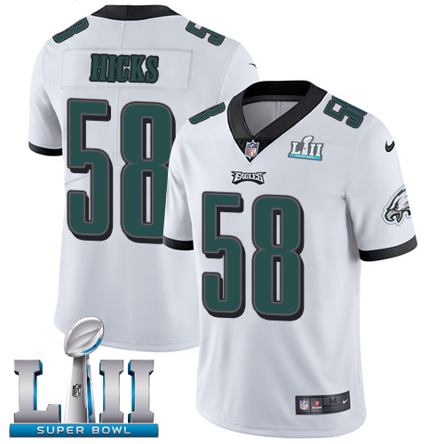 Nike Eagles #58 Jordan Hicks White Super Bowl LII Men's Stitched NFL Vapor Untouchable Limited Jersey